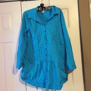 Blue button up tunic